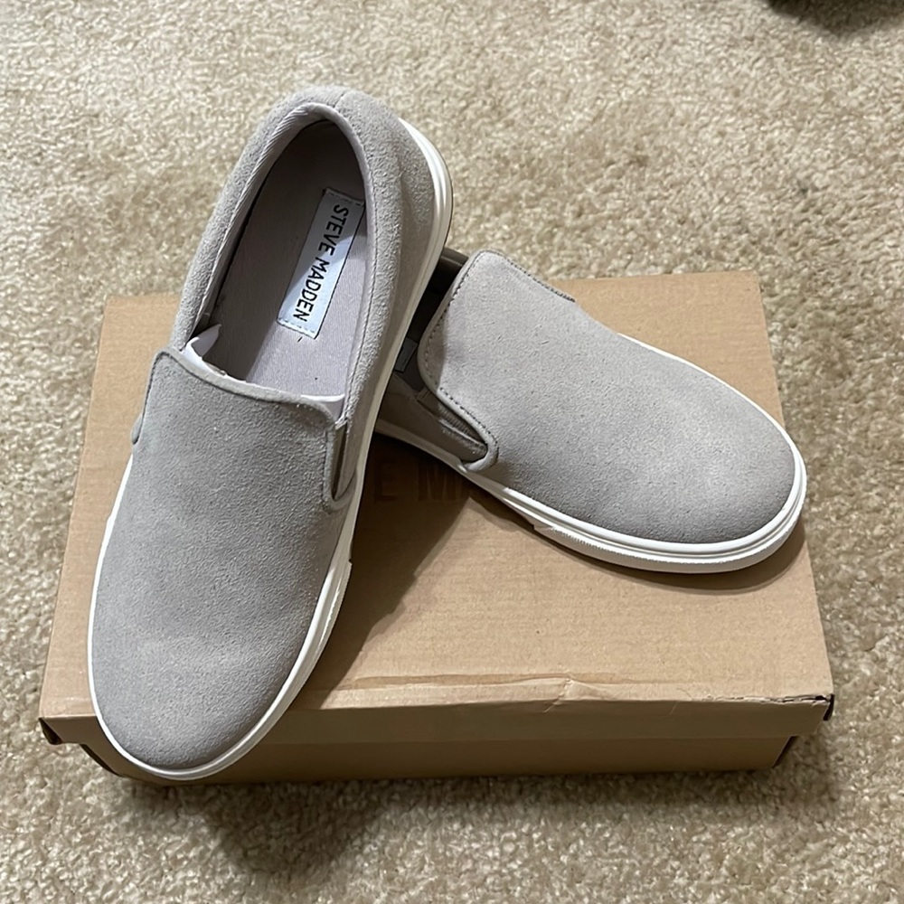 Steve Madden Coulter Taupe Suede Slip On Shoes